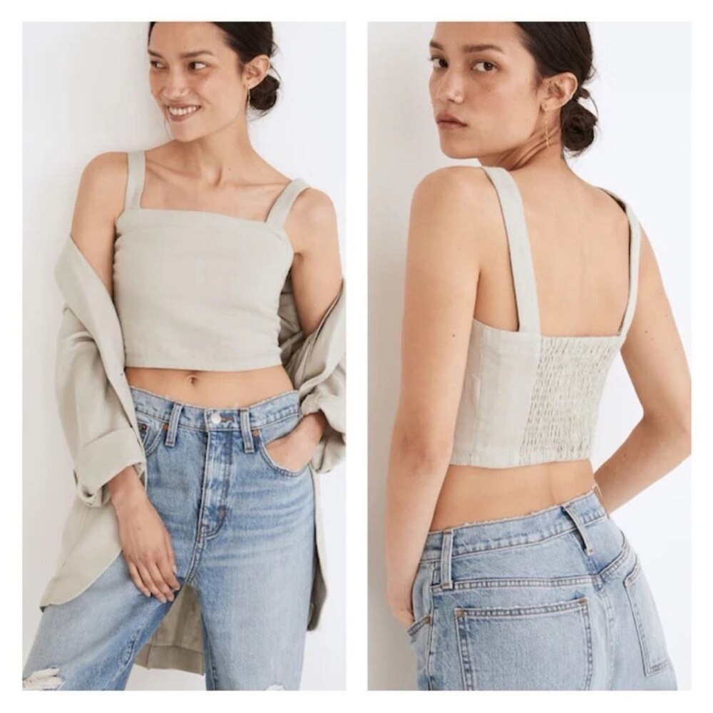 Madewell Women's Pastel Green Breezewoven Abbie Linen Blend Crop Top size small